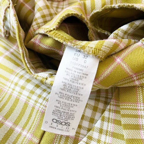 ASOS Bright Funky Plaid Pleat Front Tapered Pants Y2K Business Casual Size 0 - Picture 5 of 8
